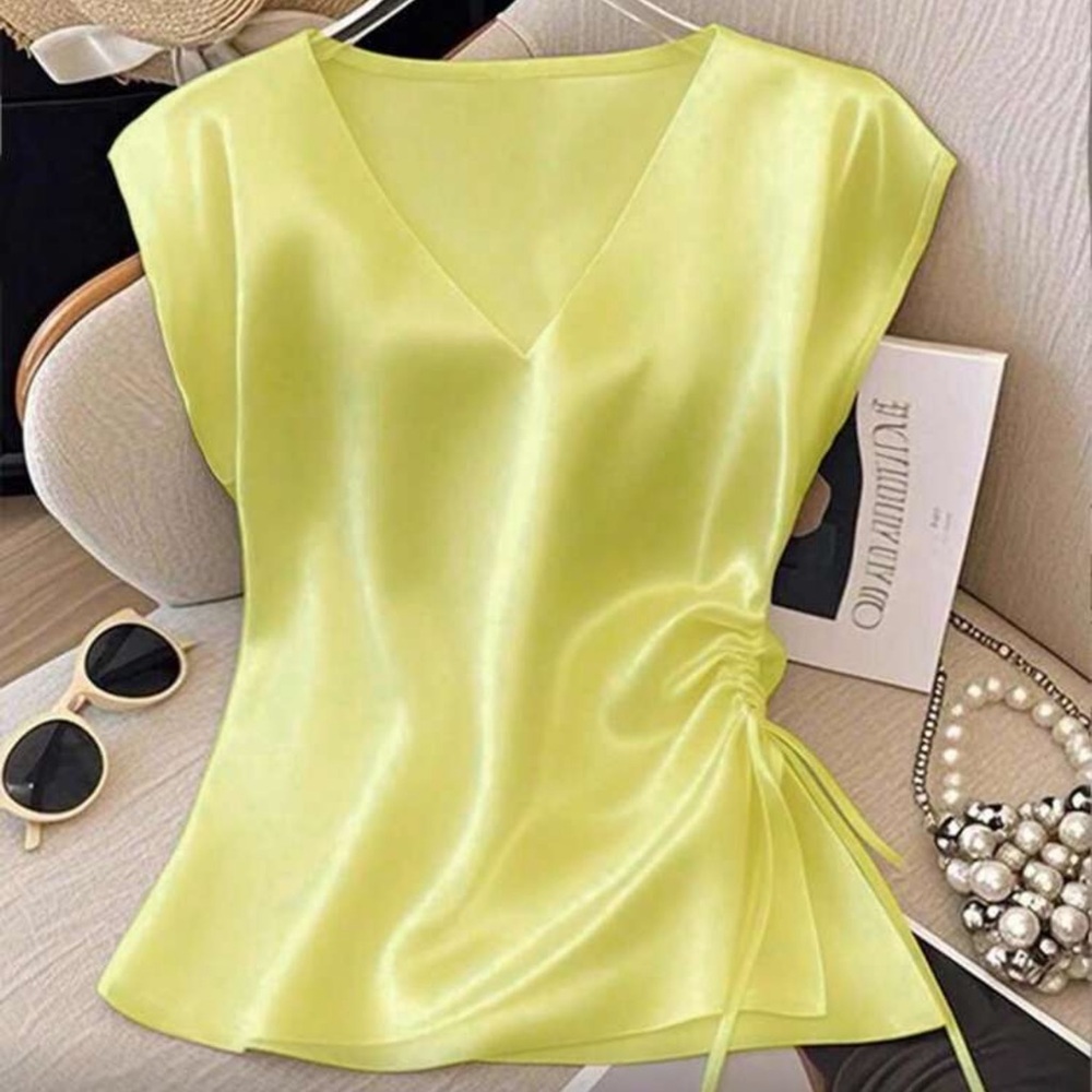 Elegant Yellow Satin Top